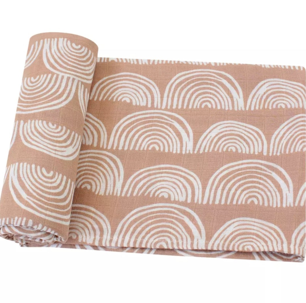 Tan and white Rainbow-100% organic Bamboo cotton swaddles